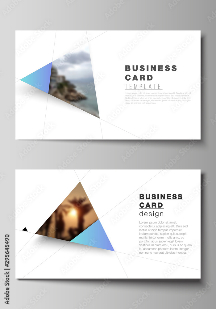 Poster the minimalistic abstract vector layout of two creative business cards design templates. creative mo