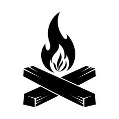 Camp fire icon. Camping clip art isolated on white background.