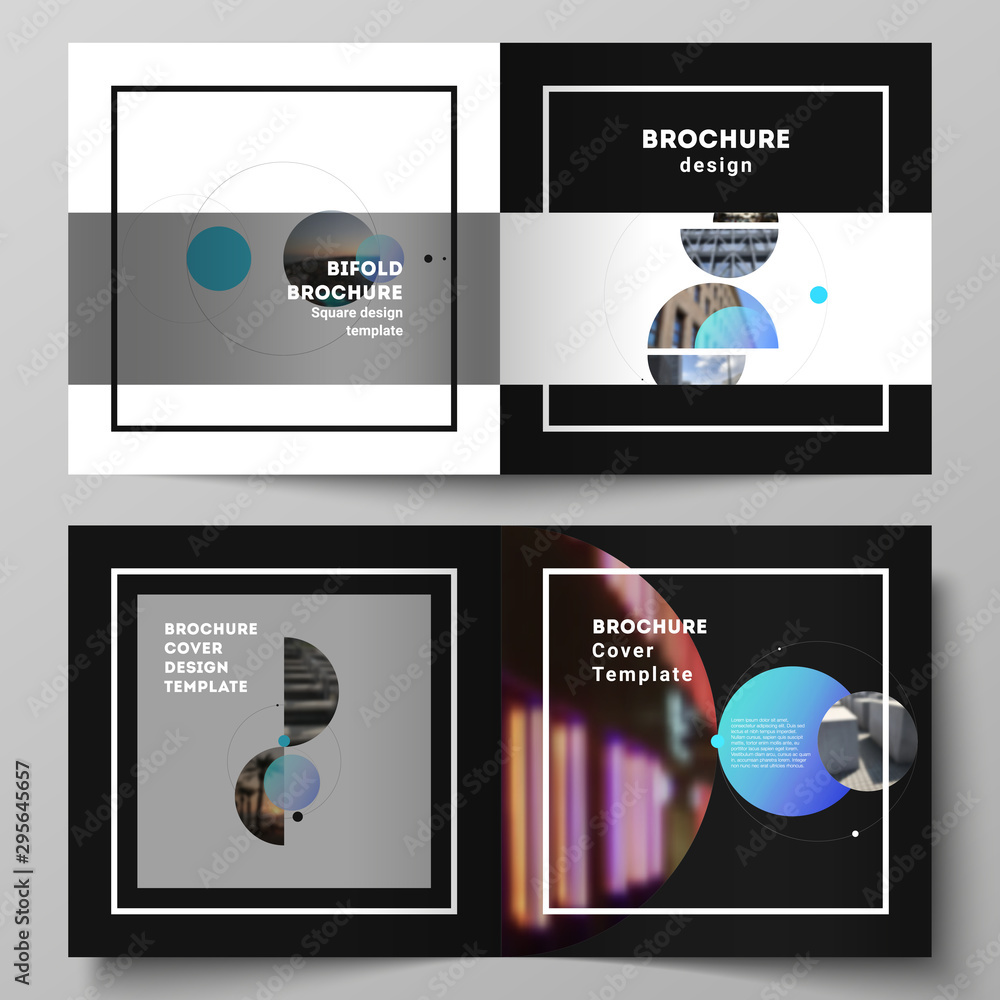 Poster vector layout of two covers templates for square design bifold brochure, magazine, flyer. simple des