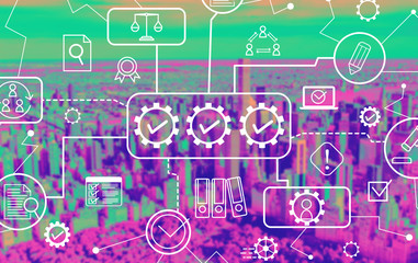 Compliance concept with aerial view of central park and midtown Manhattan