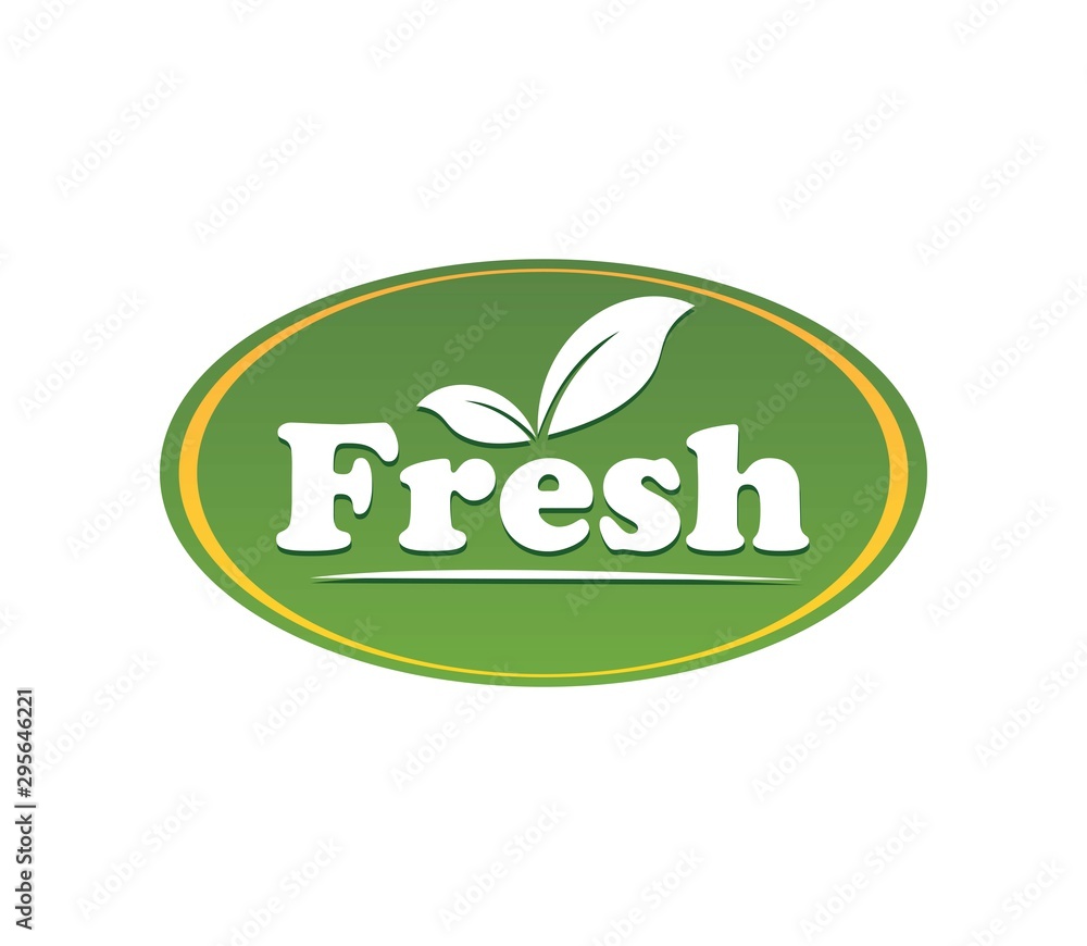 Wall mural Fresh Logo. of green leaf ecology. vector collection of bright and shine stickers. nature element icon. food design. logo for restaurant, cafe menu, farm and shop - Wall murals