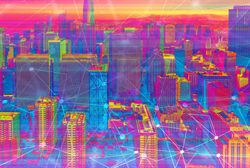 Technology neural network connectivity gradient San Francisco background