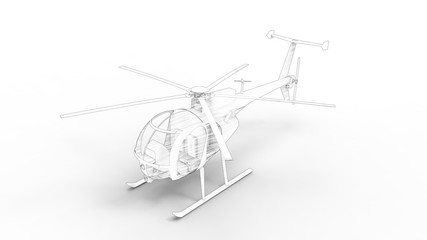 Fototapeta na wymiar 3d rendering of a small helicopter isolated in white background