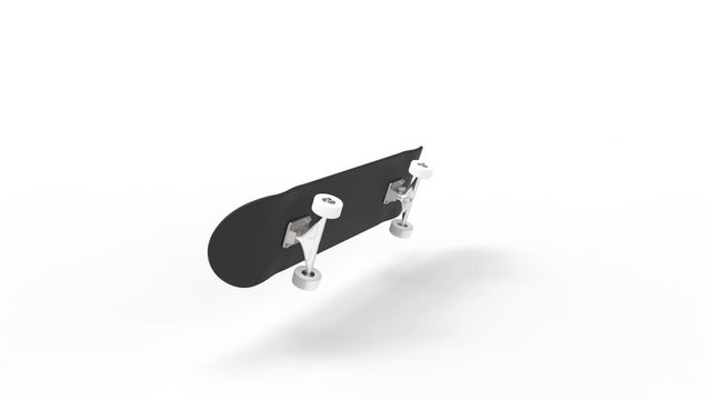 3D rendering animation of a skateboard flipping doing a trick 