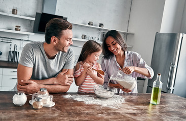 Family in kitchen