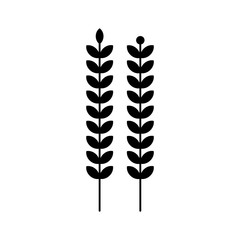 Vector illustration of 2 wheat plant silhouettes.