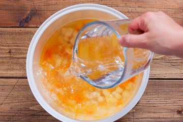 Step by step cooking homemade meatball soup, step 1 - cooking the main ingredients in water,...