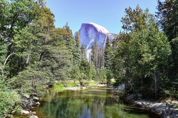 Half DOme view from Bridge with mirroring river
