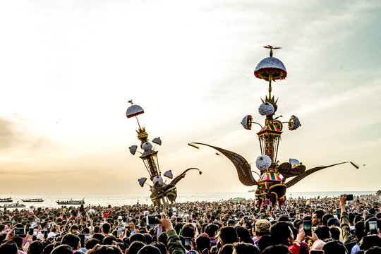 Batabuik pariaman traditional ceremony. enters a bdaya event which is held once a year