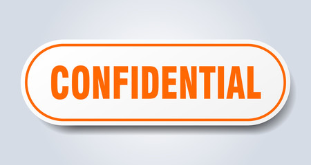 confidential sign. confidential rounded orange sticker. confidential