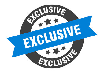 Fototapeta premium exclusive sign. exclusive blue-black round ribbon sticker
