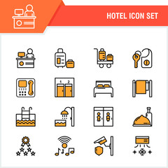 Set of Hotel icon with duo tone line vector design, simple, modern and trendy for use of any project 