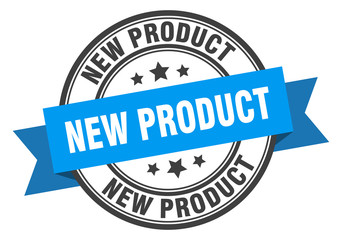 new product label. new product blue band sign. new product