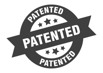 patented sign. patented black round ribbon sticker
