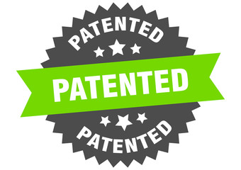 patented sign. patented green-black circular band label