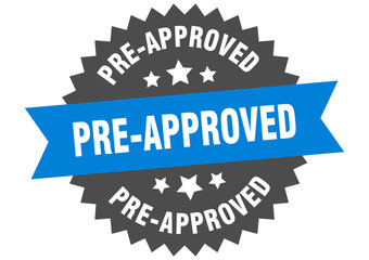pre-approved sign. pre-approved blue-black circular band label