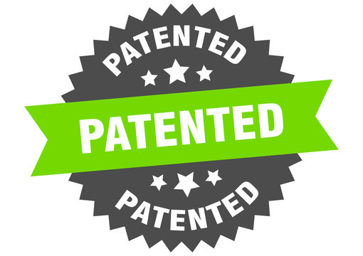 patented sign. patented green-black circular band label