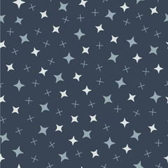 Fototapeta na wymiar Vector seamless pattern of stars on a dark background. Great for fabric, children's fashion, gift wrap.