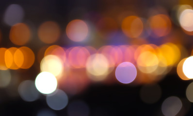 Abstract bokeh lights with various color defocused on background, blur circle, decor lights