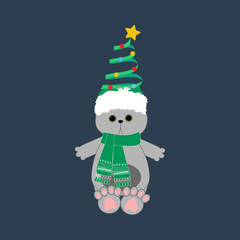 Cat in christmas costume illustration
