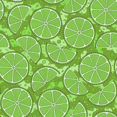 Lime seamless pattern. Colorful sketch limes.