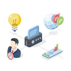 Fototapeta premium Managment agent development. Vector 3d isometric, color web icon, new flat style. Creative illustration design, idea for infographics.
