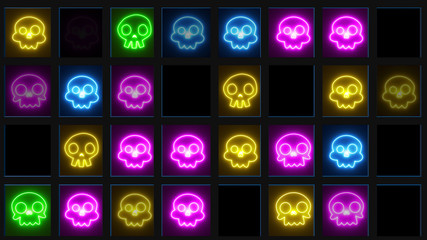 Abstract Colorful Neon Skull Background