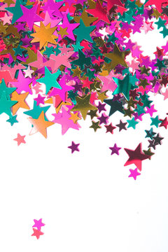 Glitter Tinsel Stars Close Up For Background