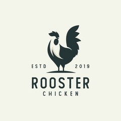 modern rooster silhouette logo, animal vector illustration design