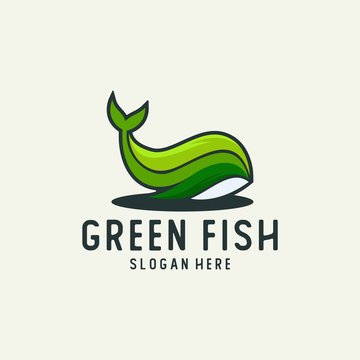 green fish modern natural logo vector illustration