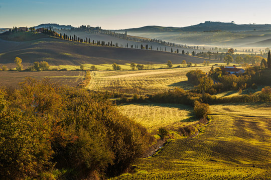 Toskana Landschaft mit Nebel 1