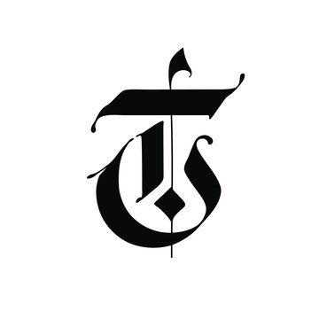 Letter T In The Gothic Style Vector Alphabet The Symbol Is Isolated On A White Background Calligraphy And Lettering Medieval Latin Letter Logo For The Company Monogram Elegant Font For Tattoo Stock