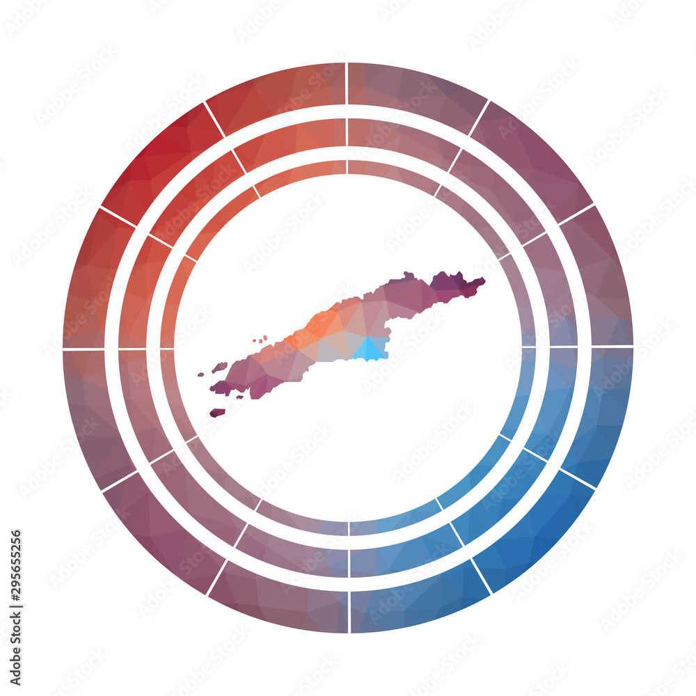 Poster hydra badge. bright gradient logo of island in low poly style. multicolored hydra rounded sign with 