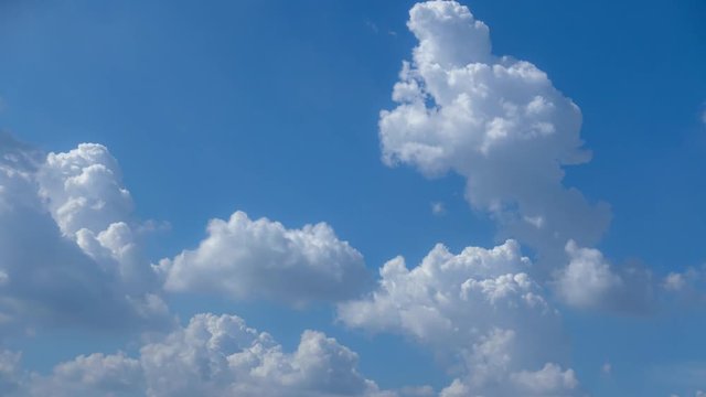 4K. time lapse of beautiful blue sky and white cloud with sunlight, blue sky nature background concept