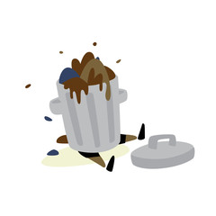 Illustration of a trash can. Character for stickers, garbage cleaners. It is forbidden to litter. Take care of nature, take out the trash. Mascot. A place for landfill.