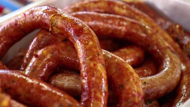 Grilled sausage,Sai Aua,(Notrhern Thai Spicy Sausage), Grill Northern Thai Sausage.
