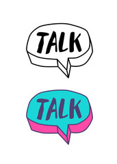 Cloud conversation word logo.  Talk. Simple outline style with fill.