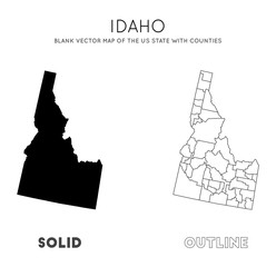 Idaho map. Blank vector map of the Us State with counties. Borders of Idaho for your infographic. Vector illustration.
