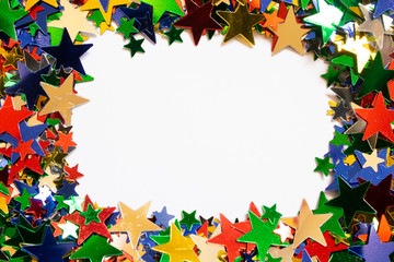 Glitter Tinsel Stars Close Frame Border Up For Background