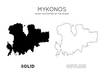 Mykonos map. Blank vector map of the Island. Borders of Mykonos for your infographic. Vector illustration. - obrazy, fototapety, plakaty