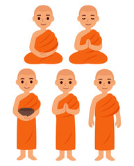 Cartoon Buddhist monks set