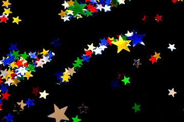 Glitter Tinsel Stars Close Up For Background