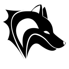 black white wolf vector logo design