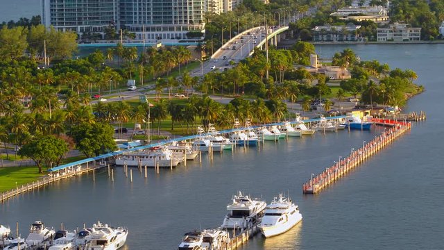 Aerial footage Haulover fishing fleet boats 4k 60p