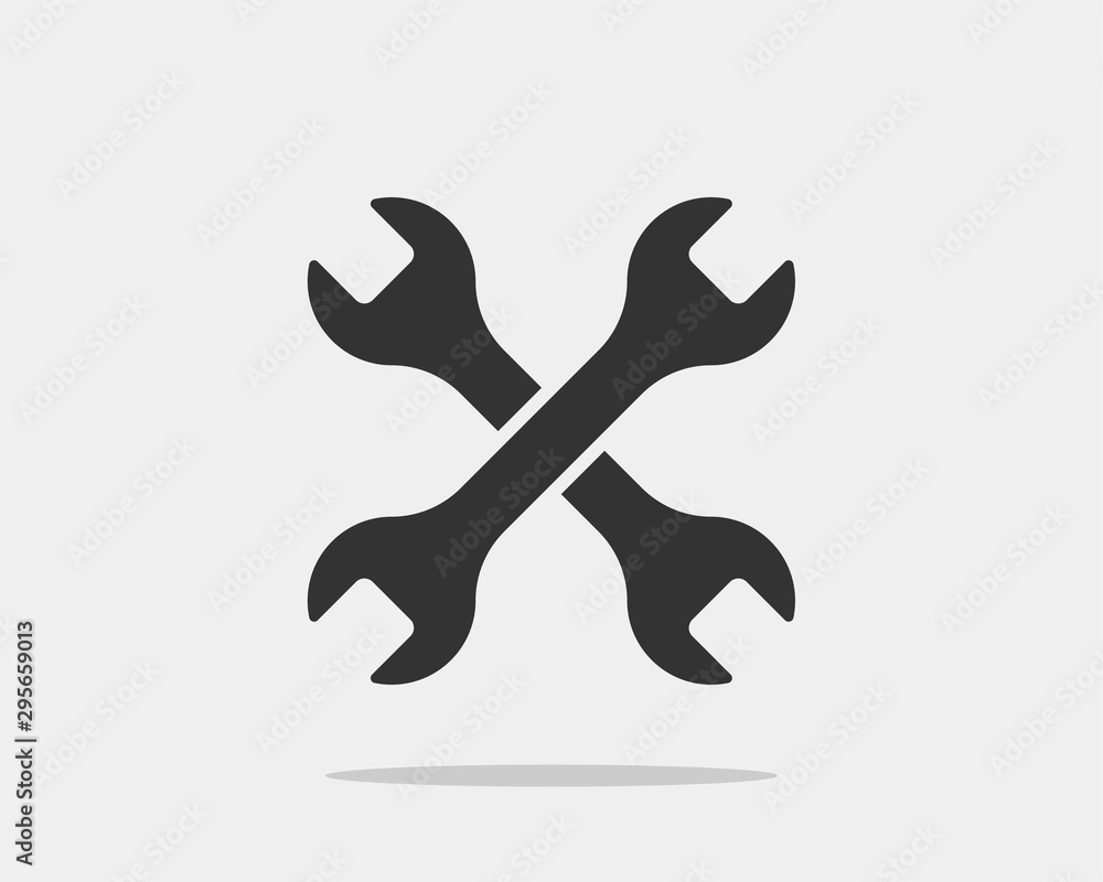 Poster tools vector wrench icon. spanner logo design element. key tool isolated on white background.