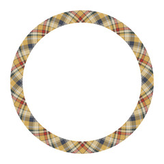Naklejka premium Circle borders and frames vector. Round border pattern geometric vintage frame design. Scottish tartan plaid fabric texture. Template for gift card, collage, scrapbook or photo album and portrait..