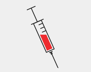 Medical icons vector. Syringe blood icon medicine drug.