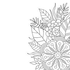 Card with a floral pattern. Coloring Book Page.