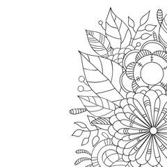 Card with a floral pattern. Coloring Book Page.