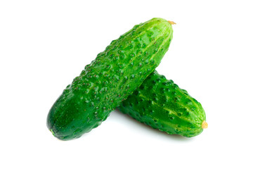 Two small cucumbers isolated